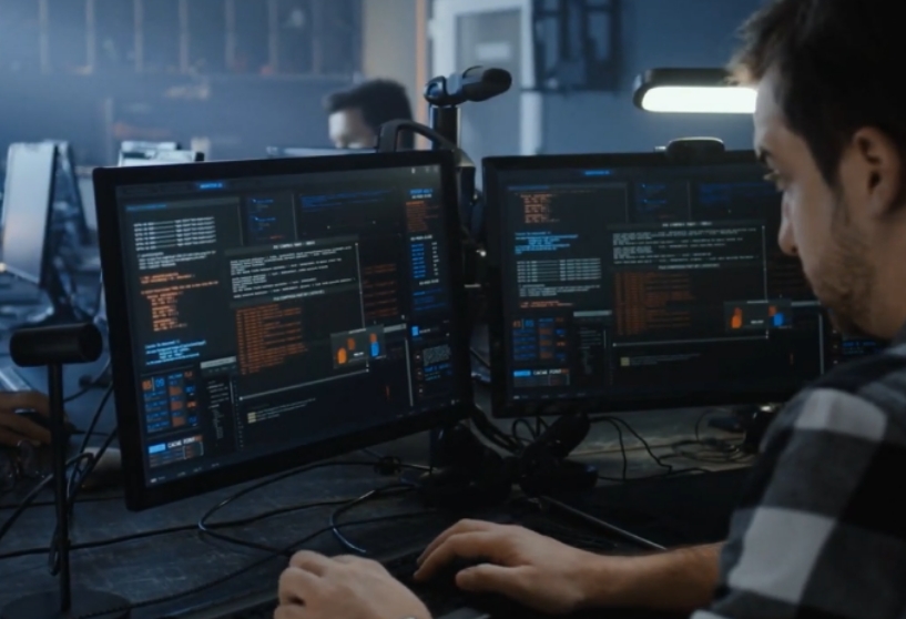 Developer writing code on a computer monitor