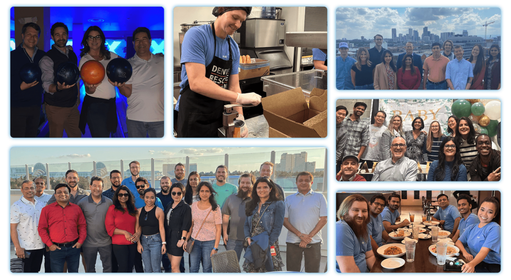 Collage of HRSoft employees volunteering and having fun