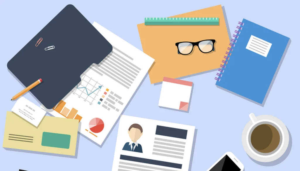 Illustration of business items